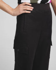 Black Cargo Straight Leg Cropped Pants
