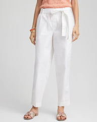 Alabaster Poplin Pull-On Tapered-Leg Cropped Pants