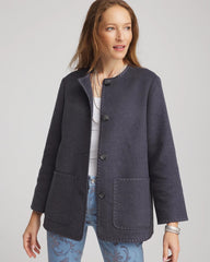 Dark Denim Heather Wool Scarf Jacket