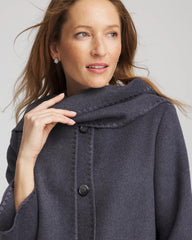 Dark Denim Heather Wool Scarf Jacket