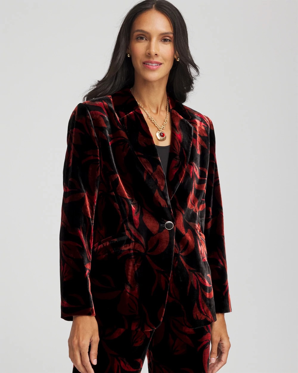 Black Velvet Printed Blazer