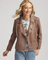 Dried Mushroom Suede Moto Jacket