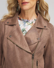 Dried Mushroom Suede Moto Jacket