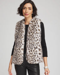 Cream Snow Leopard Faux Fur Vest