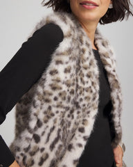 Cream Snow Leopard Faux Fur Vest