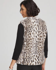 Cream Snow Leopard Faux Fur Vest