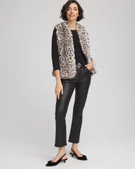 Cream Snow Leopard Faux Fur Vest