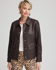 Black Raisin Snap Front Faux Leather Jacket