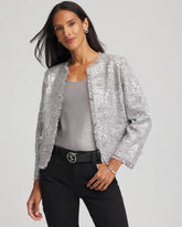 Silver Silver Sequins Tweed Jacket
