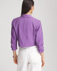 Plum Shade Cropped Ruched Sleeve Blazer