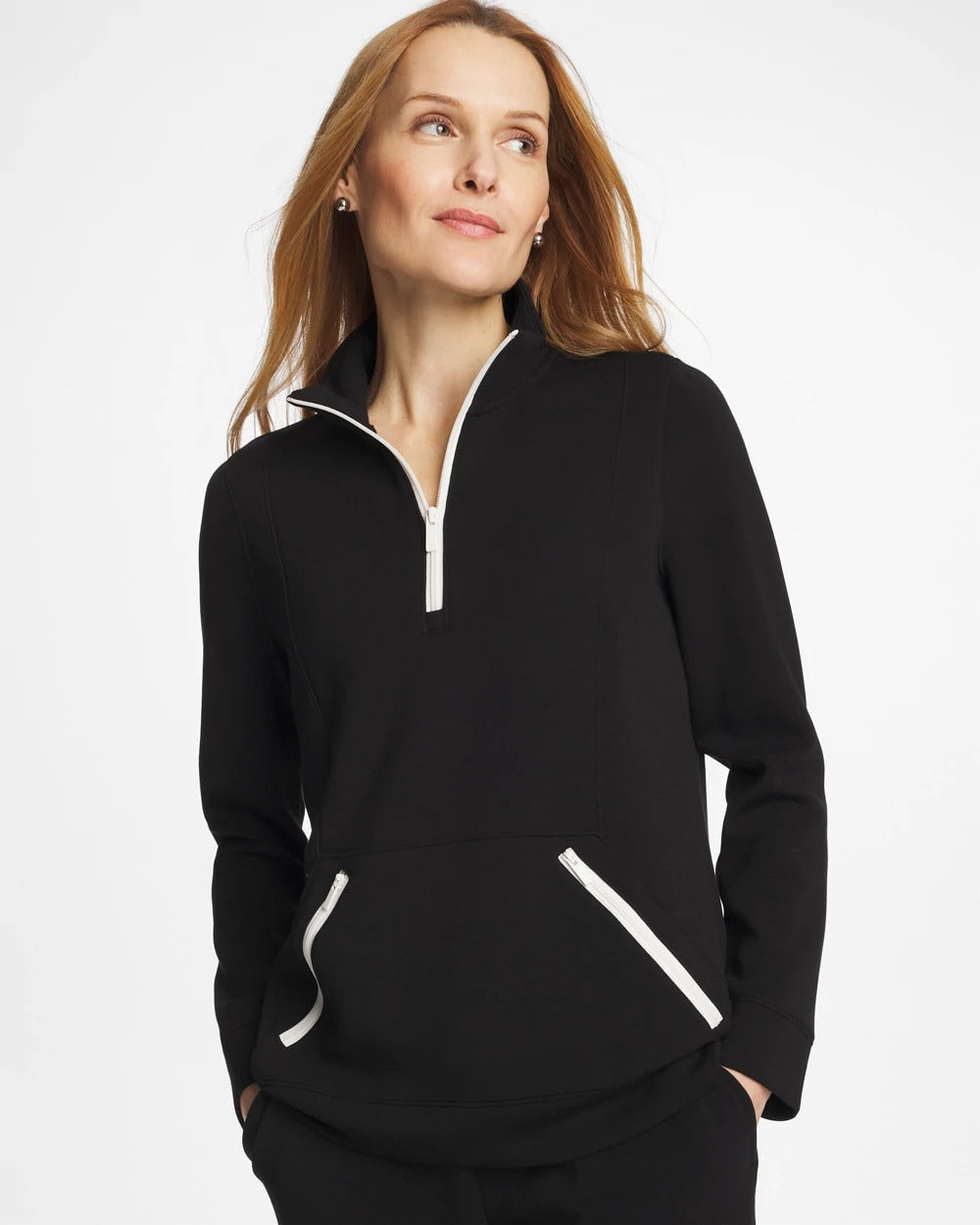 Black Zenergy® Soft Contrast Half Zip Pullover