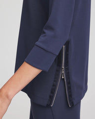 Passport Blue Zenergy® Satin-Trim Tunic