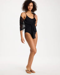 Black Gottex Yuri Flower Mesh One Piece Swimsuit