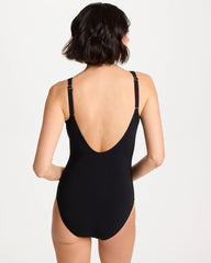 Black Gottex Beyond Time V-Neck One-Piece Swimsuit