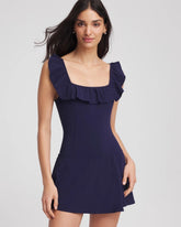 Navy Gottex Tutti Frutti Square Neck Swim Dress