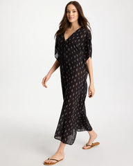 Black/Neutral Printed Kaftan Swim Cover-Up