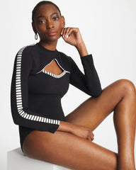 Black/White Gottex Coco Long Sleeve One Piece
