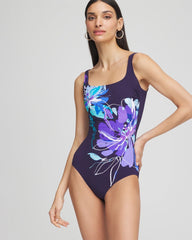 Blue Multi Gottex Water Square-Neck One-Piece Swimsuit