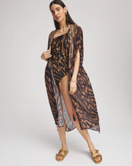 Black/Brown Miraclesuit® Raya De Safari Kimono Cover-Up
