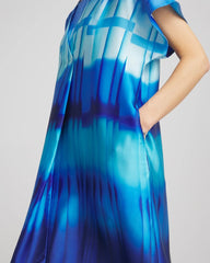 Blue Multi Gottex Golden Hour V-Neck Dress Cover-Up