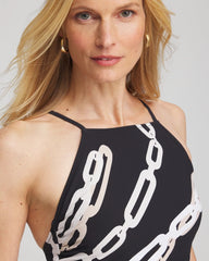 Black/Natural Cream Gottex High Neck Halter Top Swimsuit