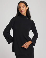 Travelers Black Travelers™ Button Mockneck Top