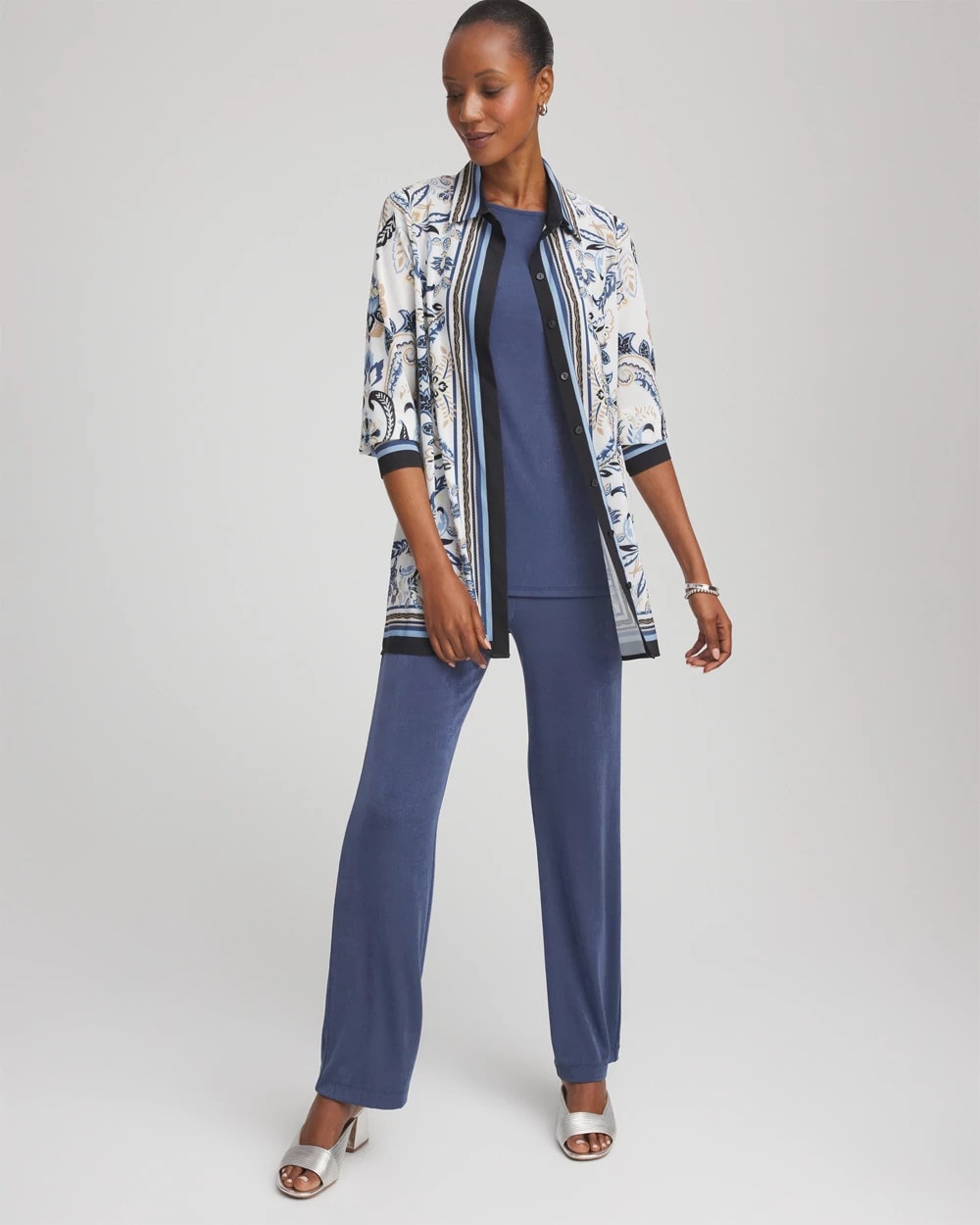 Canyon Blue Travelers™ Collection Paisley Mesh Shirt Jacket