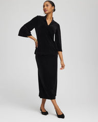 Travelers Black Travelers™ Velvet V-Neck Kimono Sleeve Top