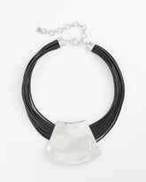 Black/Silver Pendant Bib Necklace