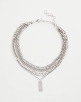 Silver Silver Tone Pave Multistrand Necklace