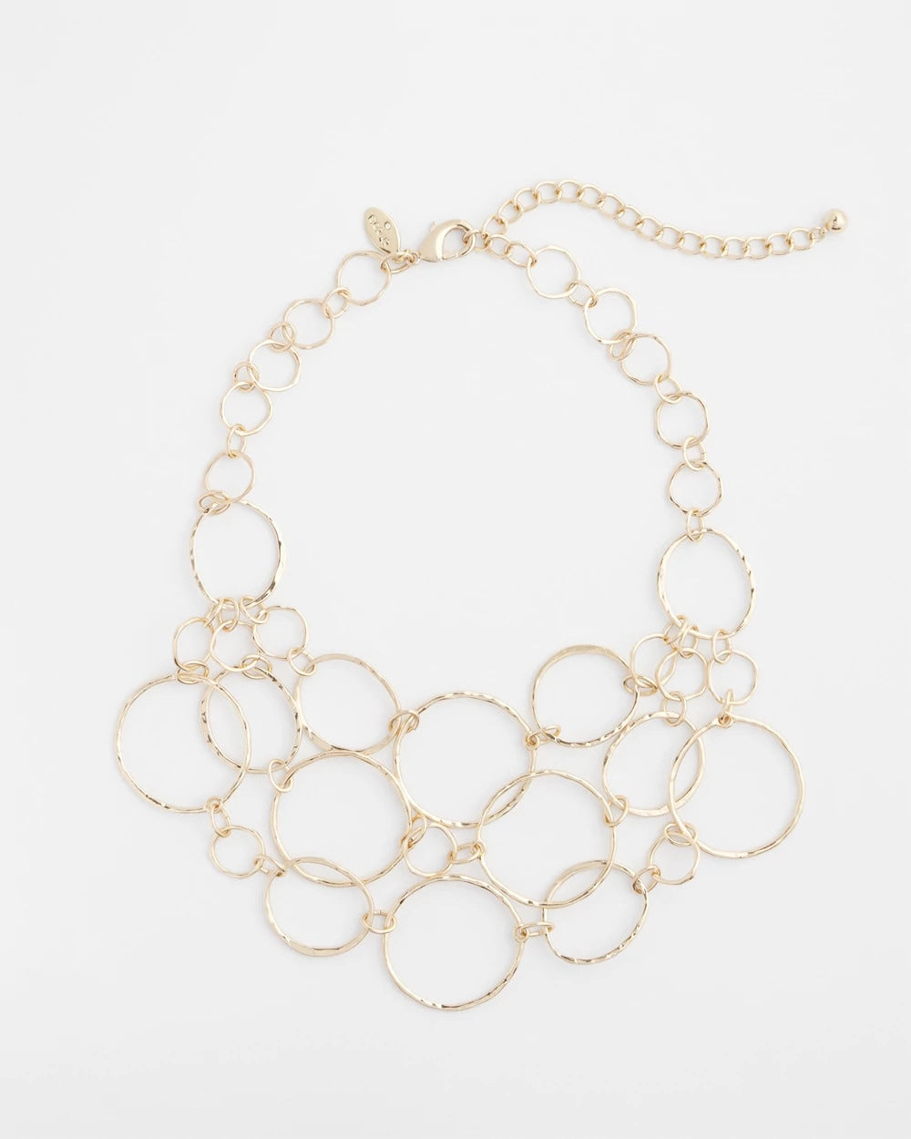 Gold Short Goldtone Multi-Strand Link Necklace