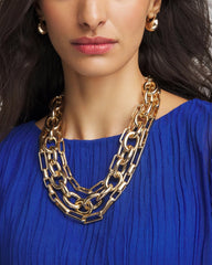 Gold Convertible Three-Strand Chain Necklace