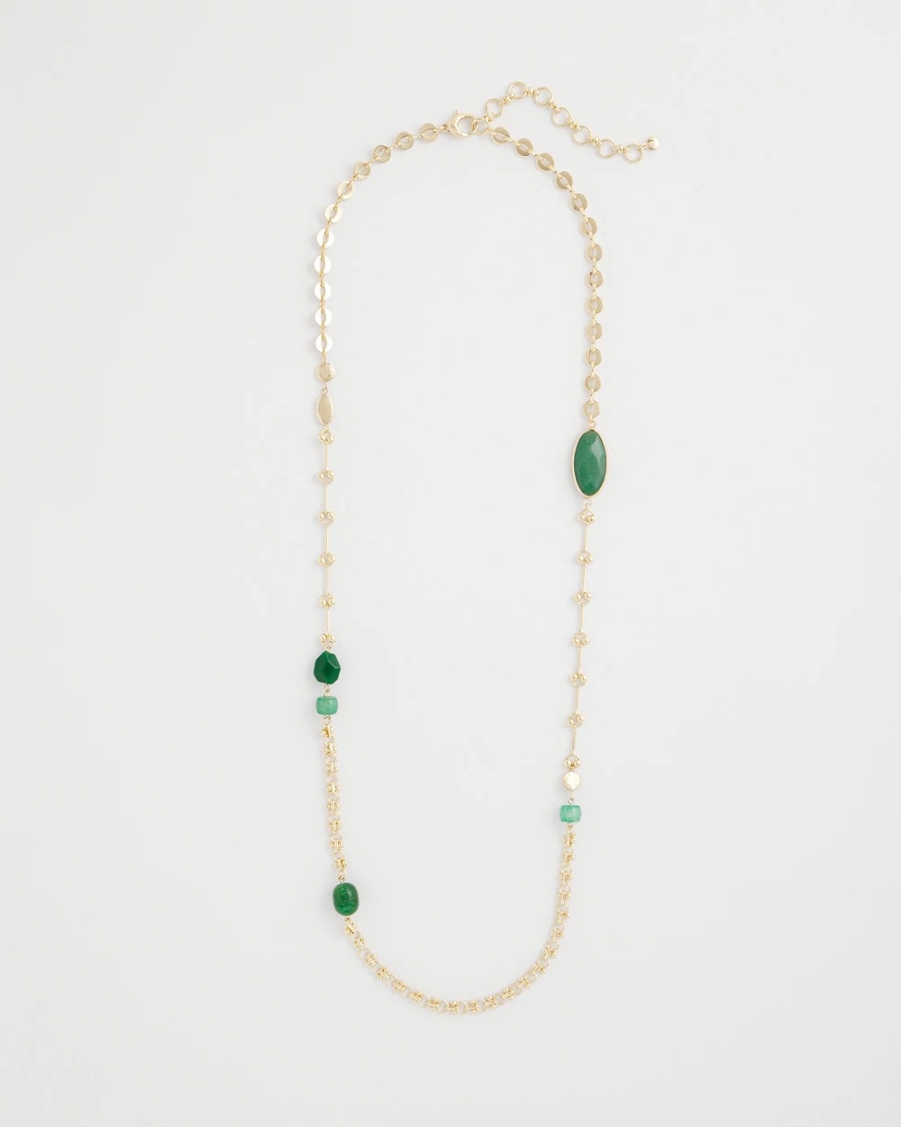Green Green Accent Long Single Strand Necklace