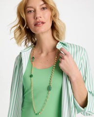Green Green Accent Long Single Strand Necklace
