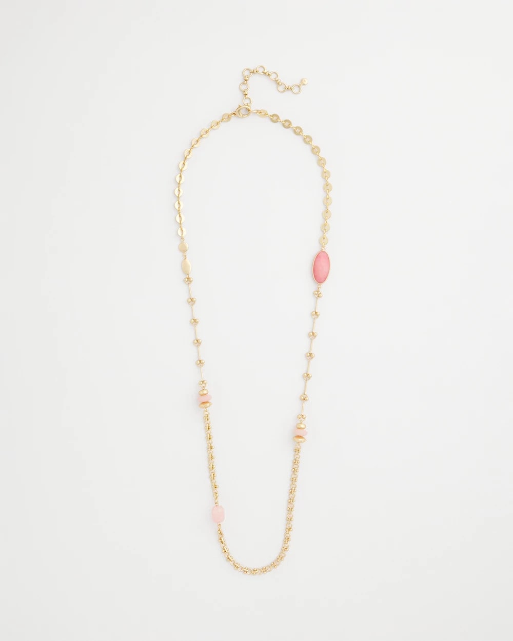 Pink Pink Accent Long Single Strand Necklace