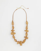 Neutral Gold Foil Long Single Strand Necklace