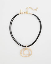 Gold Gold Tone Rings Pendant Necklace