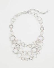 Silver Silver Multistrand Bib Necklace