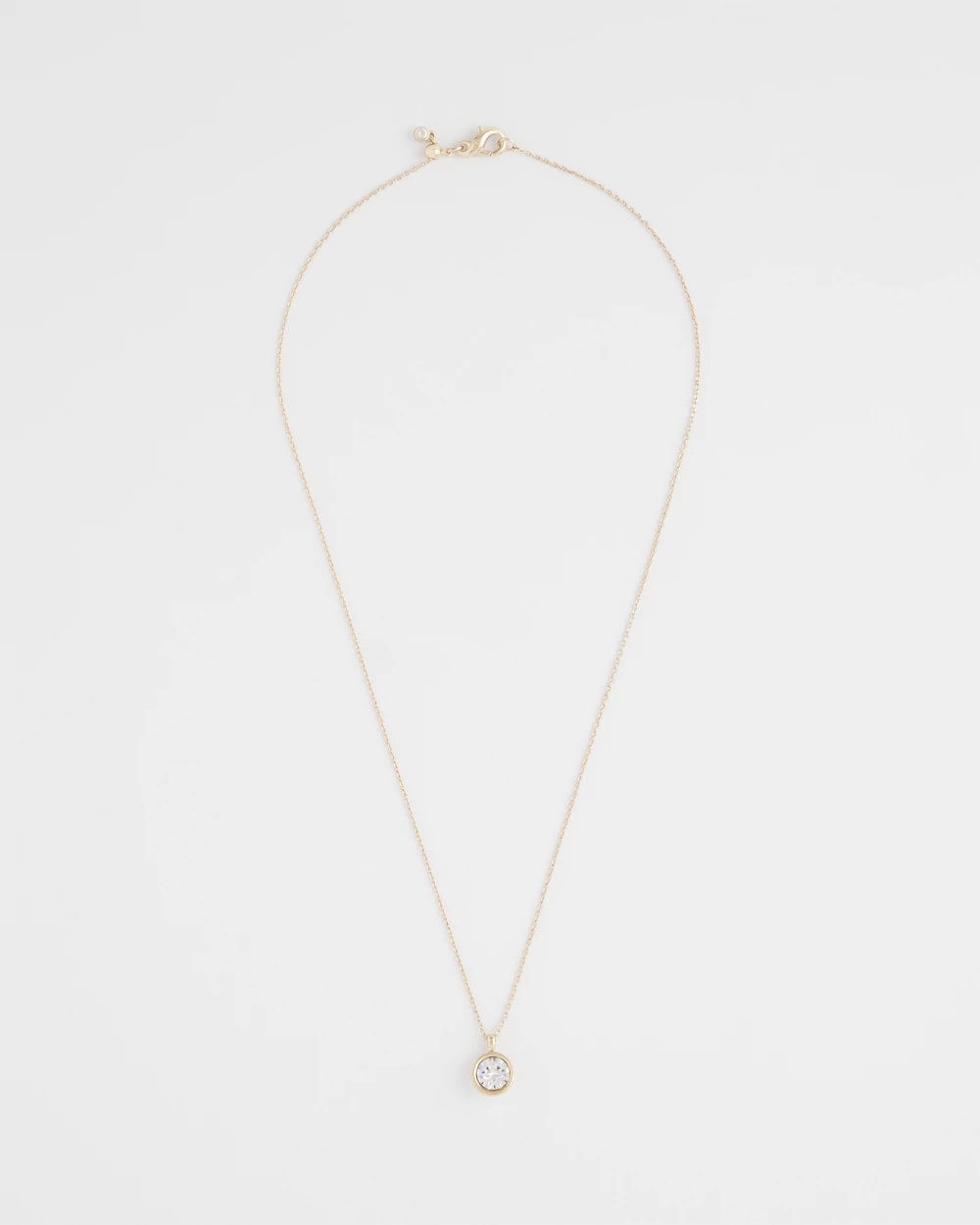 Gold Bezel Set Pendant Goldtone Necklace