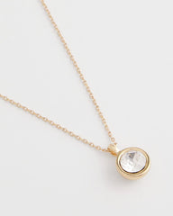 Gold Bezel Set Pendant Goldtone Necklace