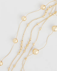 Gold Multistrand Beaded Goldtone Necklace