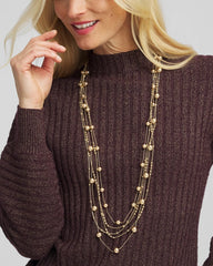 Gold Multistrand Beaded Goldtone Necklace