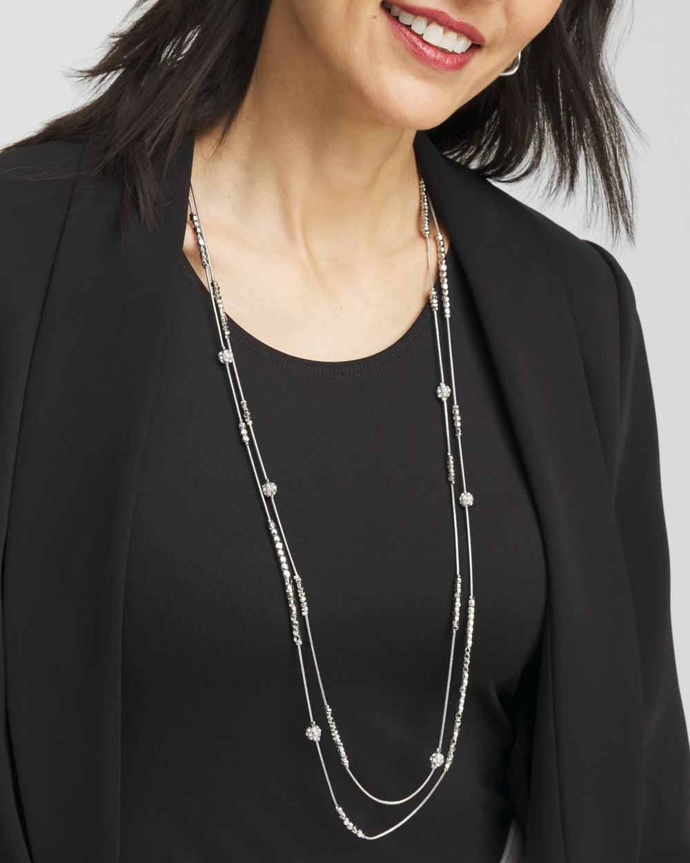 Silver Hexie Multi-Strand Necklace