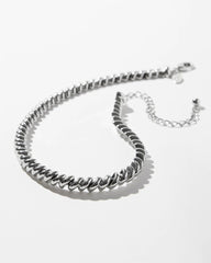 Silver Silver Tone Twist Collar Necklace