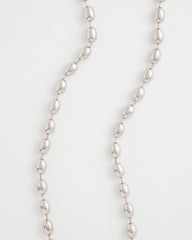 Silver Silver Bead Long Single Strand Necklace