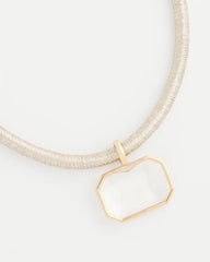 Gold Goldtone Glass Gem Pendant Cord Necklace