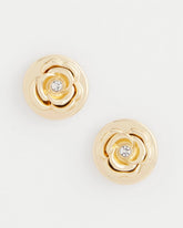 Gold Lucky Coin Flower Stud Earrings