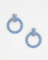 Blue Blue Twist Drop Hoop Earrings