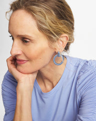 Blue Blue Twist Drop Hoop Earrings