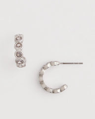 Silver Silvertone Crystal Mini Hoop Earrings